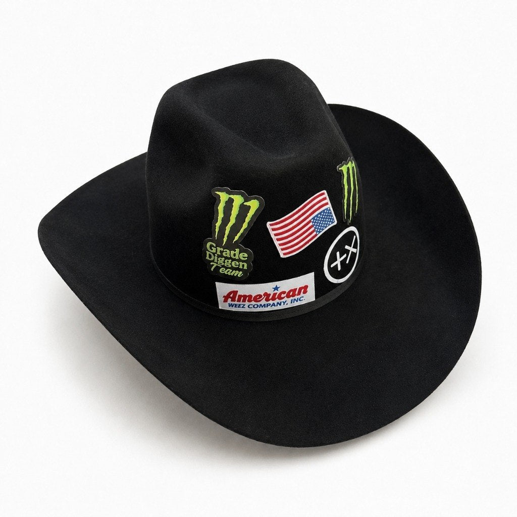 Chapeu 3 Pralana preto + Adesivos