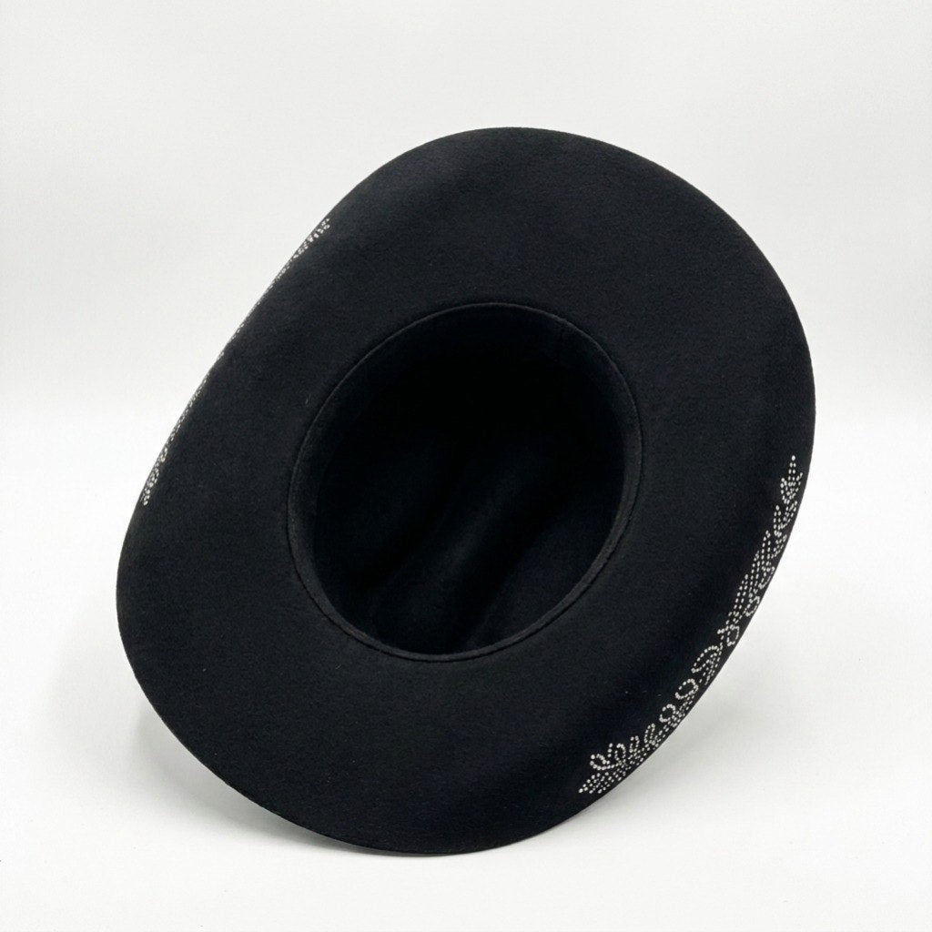 Chapéu Country Preto com Strass – Estilo Boideira e Rodeio
