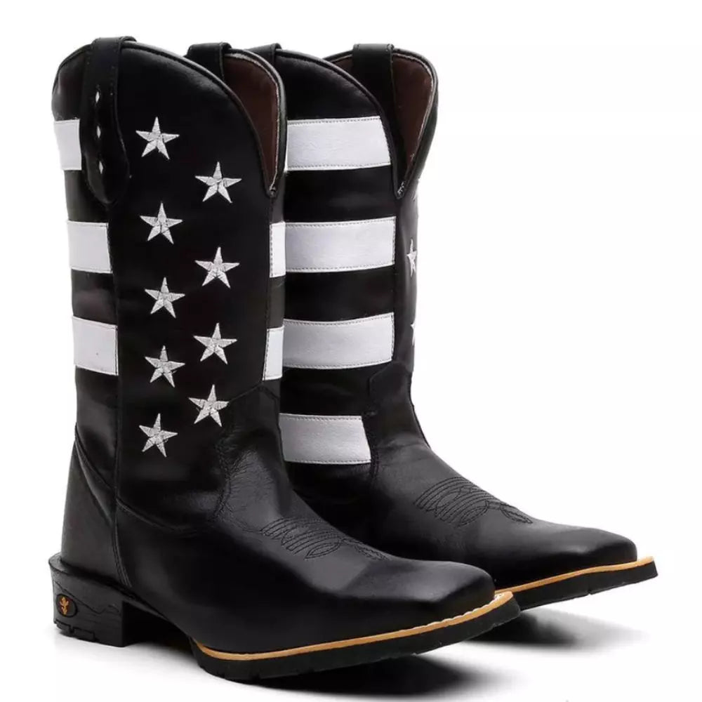 Bota Texana Masculina Estados Unidos Preta