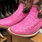 Bota Texana Country Feminina Jacaré Rosa Cruz Brilho